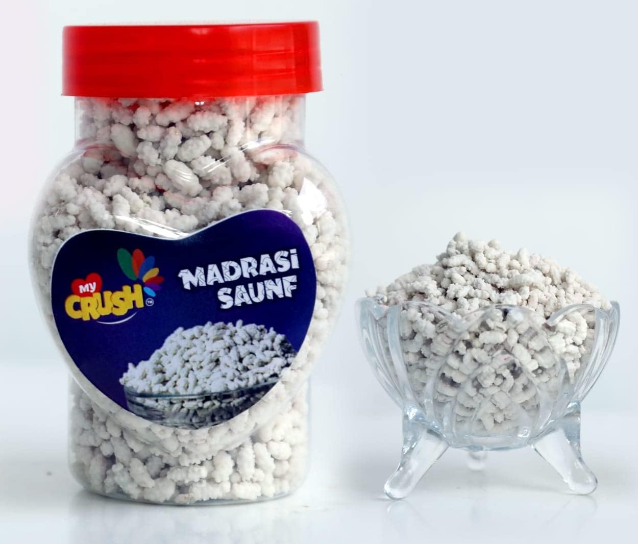 My Crush Madrasi Saunf (180Gm Each) | Mouthfreshner Peppermint Coated Fennel White Seed Thandi Mint Good Digestion After Meal (Pack of 2)