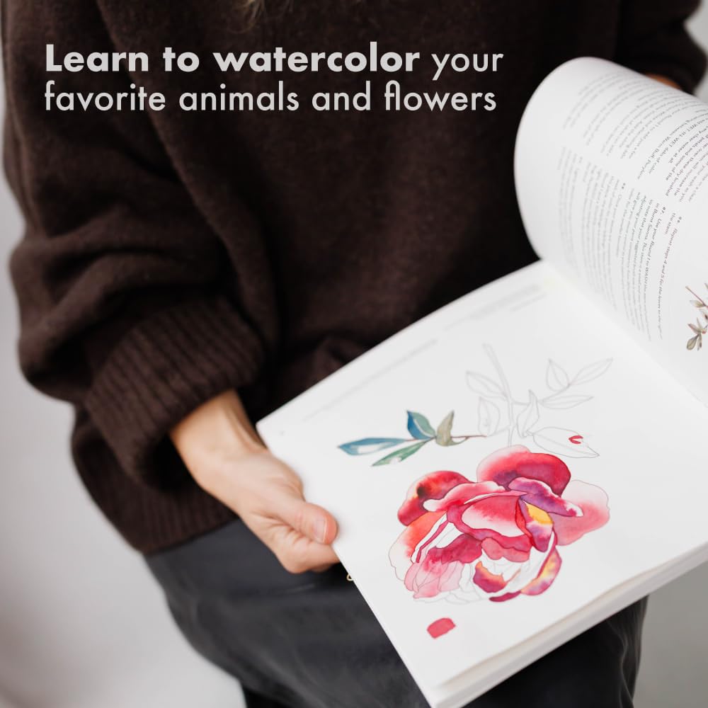 Watercolor Workbook: Flowers, Feathers, and Animal Friends: 25 Beginner-Friendly Projects on Premium Watercolor Paper: 2