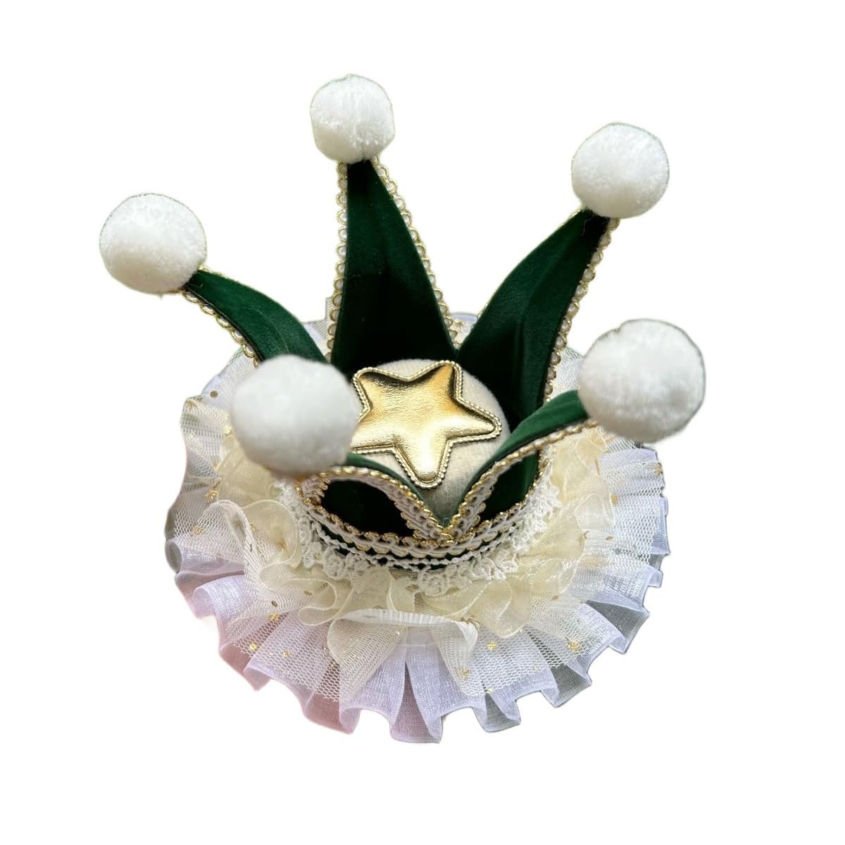 BPURB Women Lolita Circus Clown Hat Jester Mini Top Hat Halloween Costume Headband for Carnival Cosplay Party
