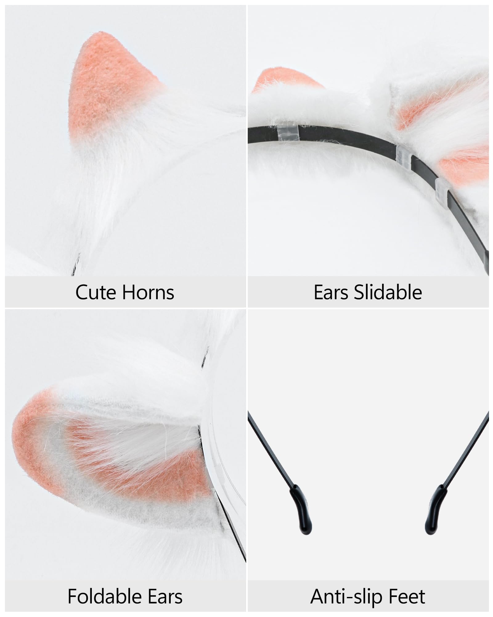 ZFKJERS Cosplay Furry Lamb Ears Headband Soft Animal Ear Hair Accessory for Halloween (Orange) - Image 2