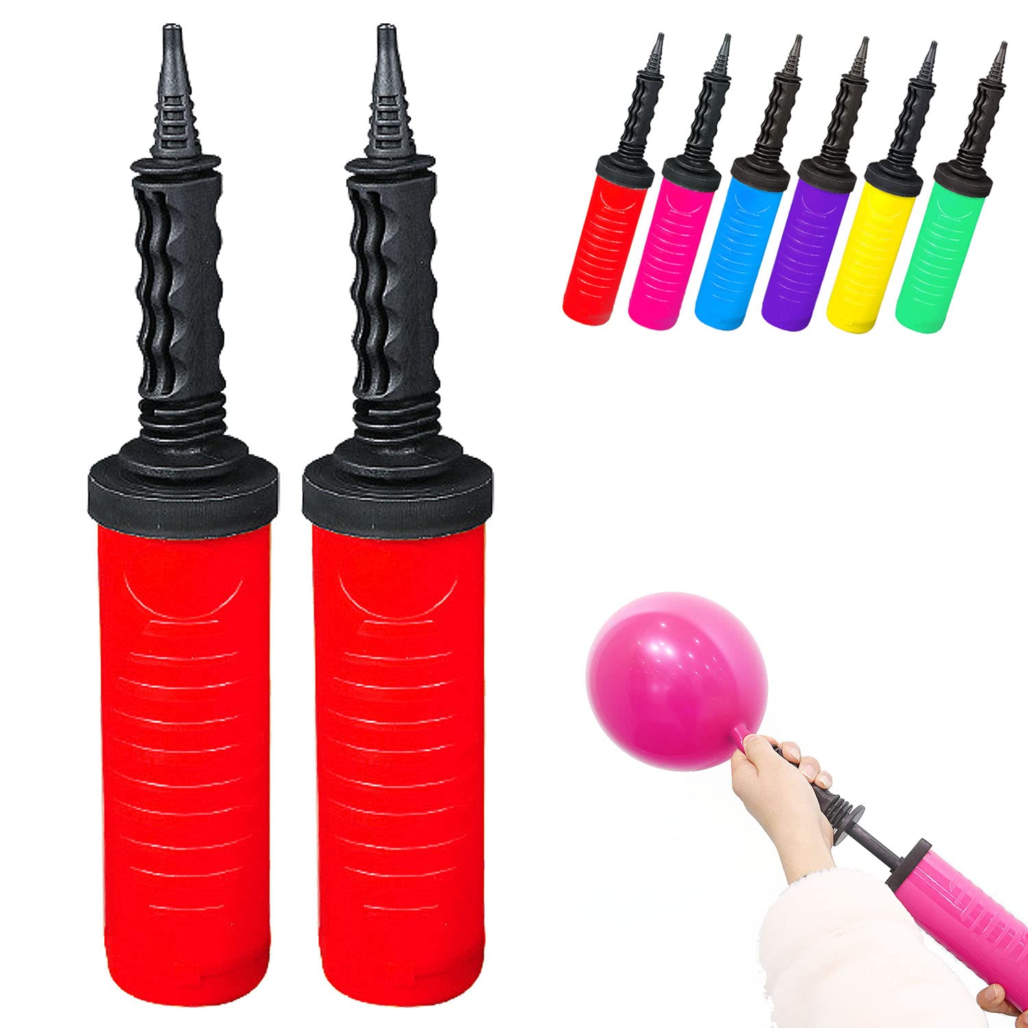 Fenxyo Balloon Pump 2 Pack Manual Inflator, Dual Action, Save Breath, Suitable for Latex & Foil Balloons