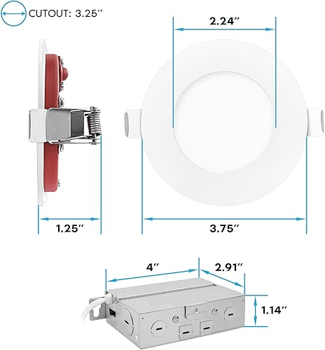 Miniatura 6 de LUXRITE Paquete de 6 luces empotrables LED ultrafinas de 3 pulgadas, 5CCT 2700K3000K3500K4000K5000K, clasificación de fuego de 2 horas, 500 lúmenes,