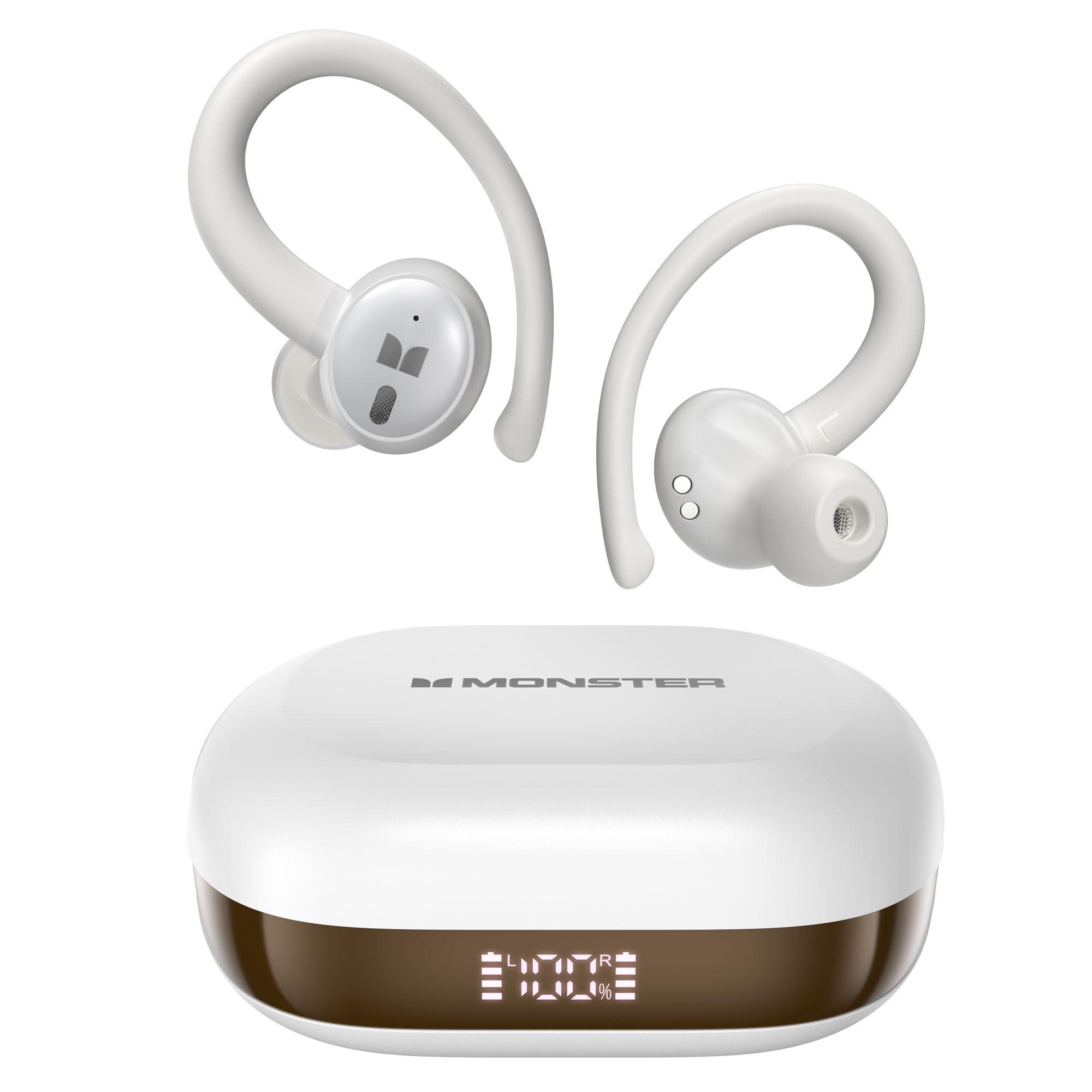 Monster N-Lite 216 Wireless Earbuds 40hrs Bluetooth 6.0 Headphone,Bluetooth Earbuds Stereo Deep Bass Over Ear Bud with Earhooks,ENC Noise Cancelling Mic,IPX5 Waterproof Earphone for Workout/Running