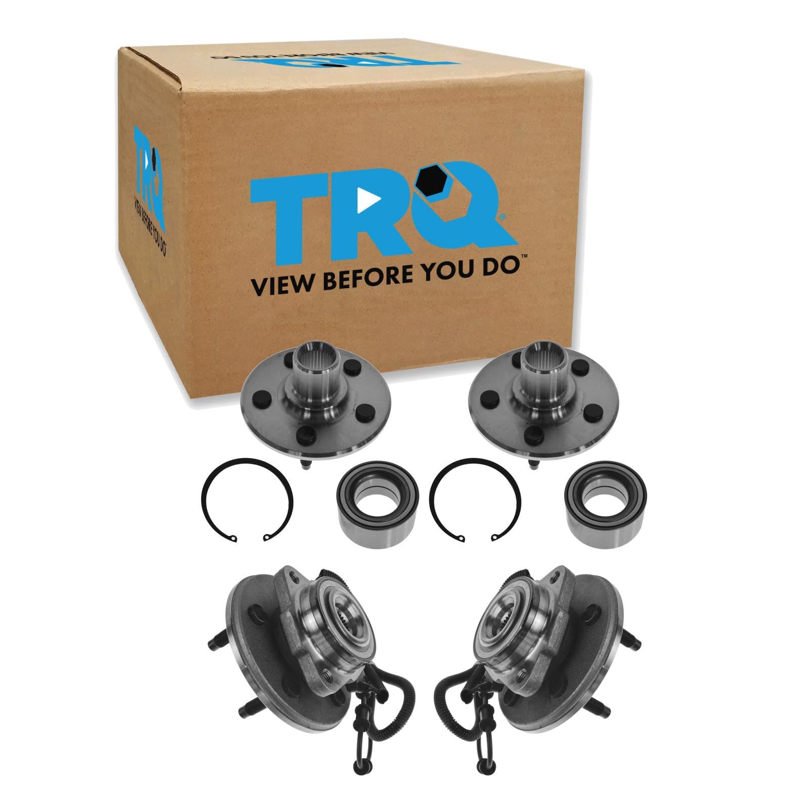 TRQ 2 Piece Front Rear Wheel Bearing &amp; Hub Assembly Set
