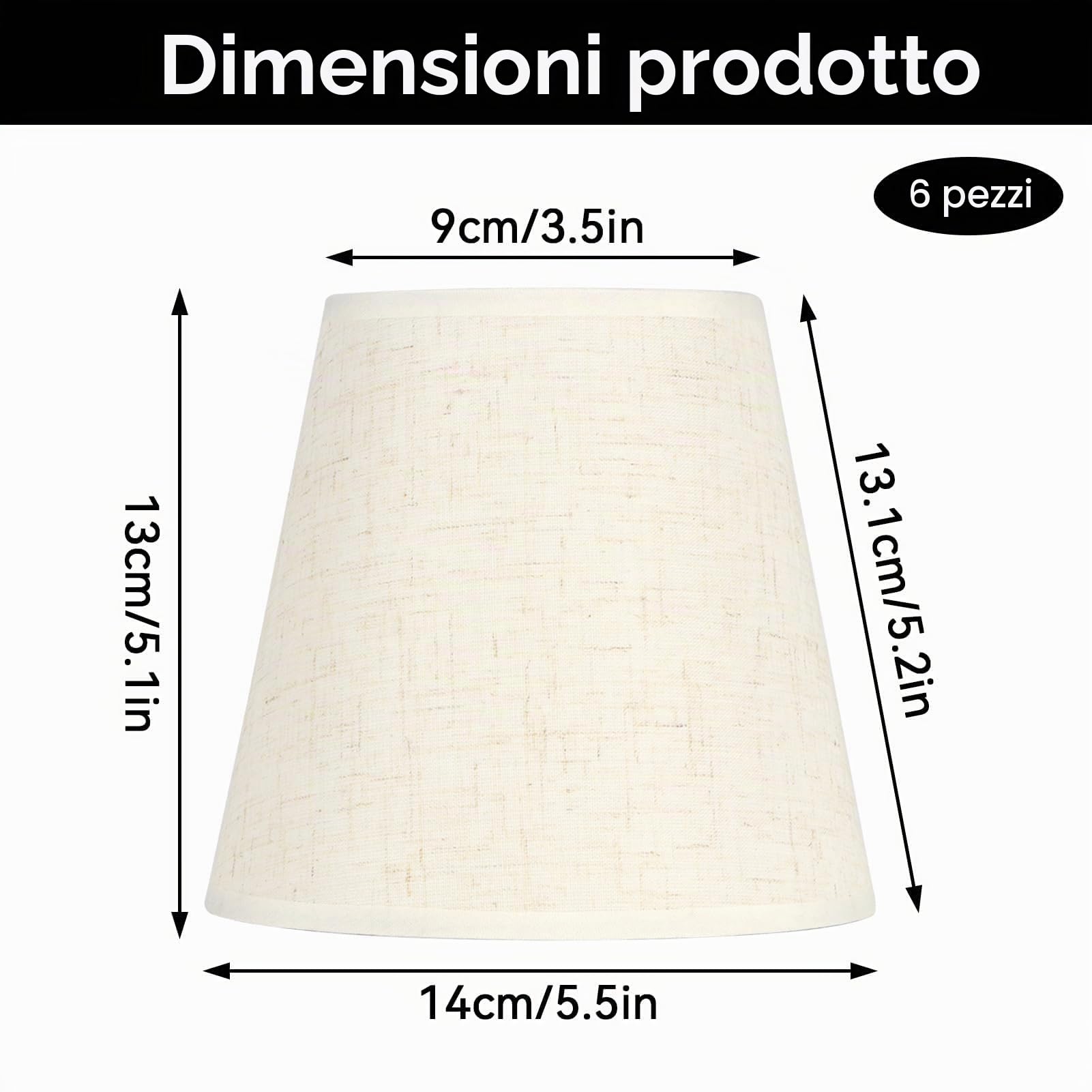 6 Pezzi Paralumi in tessuto con Clip, Clip On Lampadario Paralumi per Candela Lampadario di Cristallo, 3,5 x 5,2 x 5,5 pollici