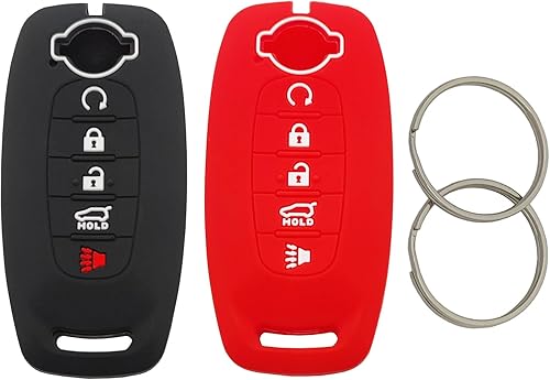 Miniatura 8 de Funda protectora de silicona para llavero Nissan Pathfinder Rogue Kicks 2023 2024 (negro + azul)