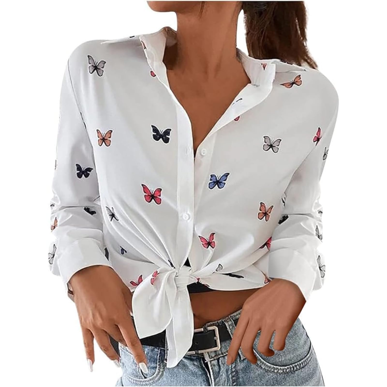 ROYALICA Women Tops Womens Regular Fit Striped White Colour Cotton Blend Casual Shirt