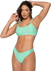 Biquíni Top Faixa Bojo Asa Delta Textura Brilhosa Alcinha MVB Modas