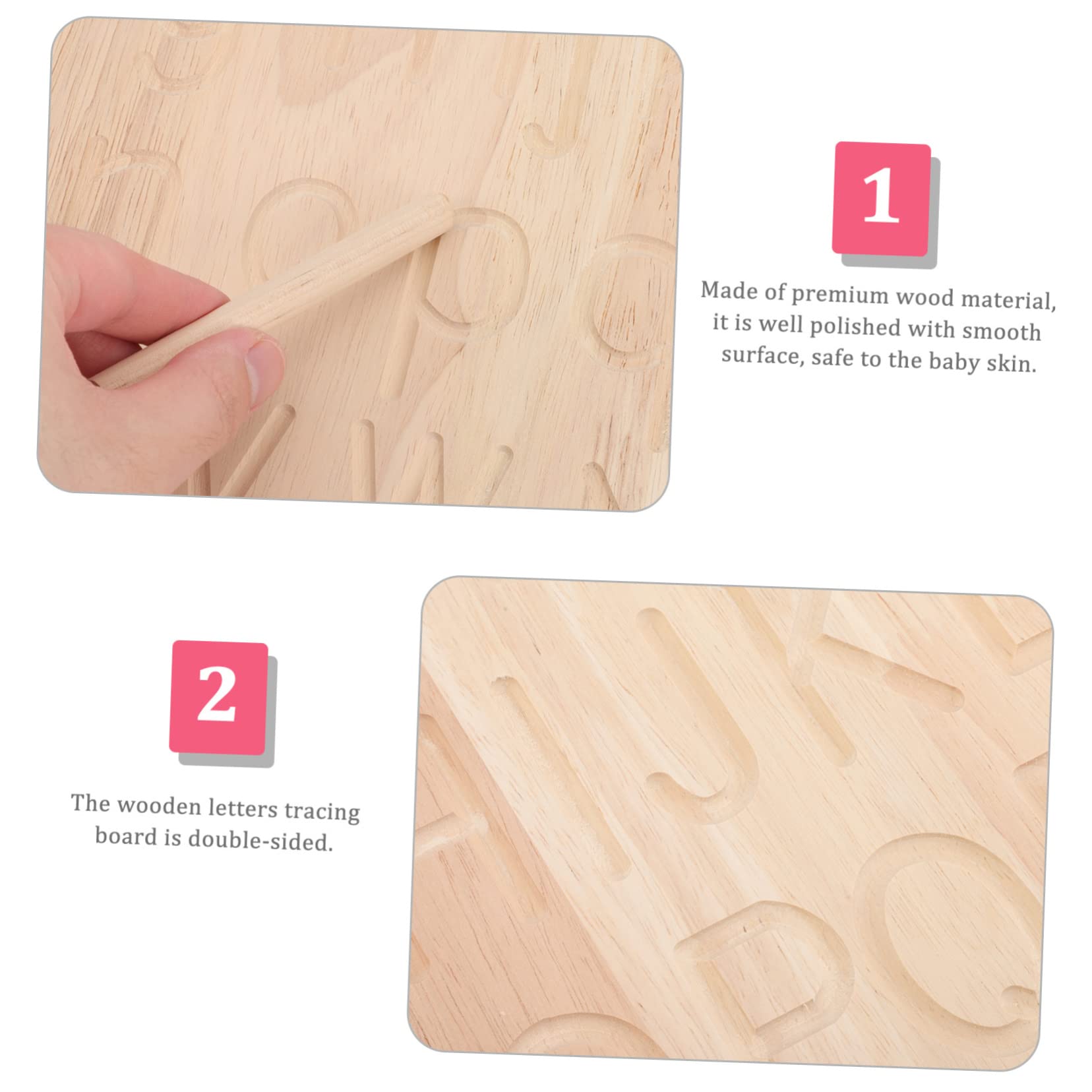 Tablero de Trazado de Caracteres de Madera Doble Cara para Niños | Color Caqui, 1 Juego, Superficie Lisa y Bien Pulida, Uso en Homeschooling y Exterior