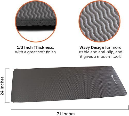 Miniatura 2 de Esterilla para yoga y ejercicio (24 x 71 pulgadas), ideal para amcampadas, ejercicios cardiovasculares, pilates, gimnasia, con correa de transporte