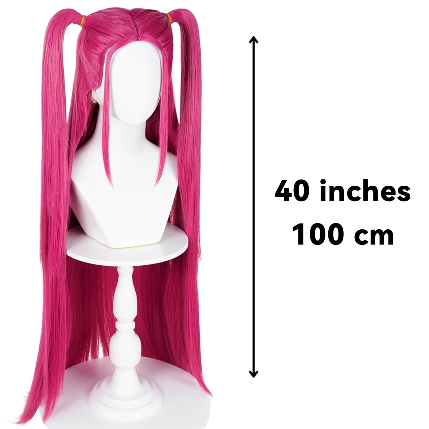 Vibrant Hot Pink Long Straight Wig with Hair Net, 39 Inch Cosplay Wigs for Women, Anime Halloween Costume Wig - Image 3