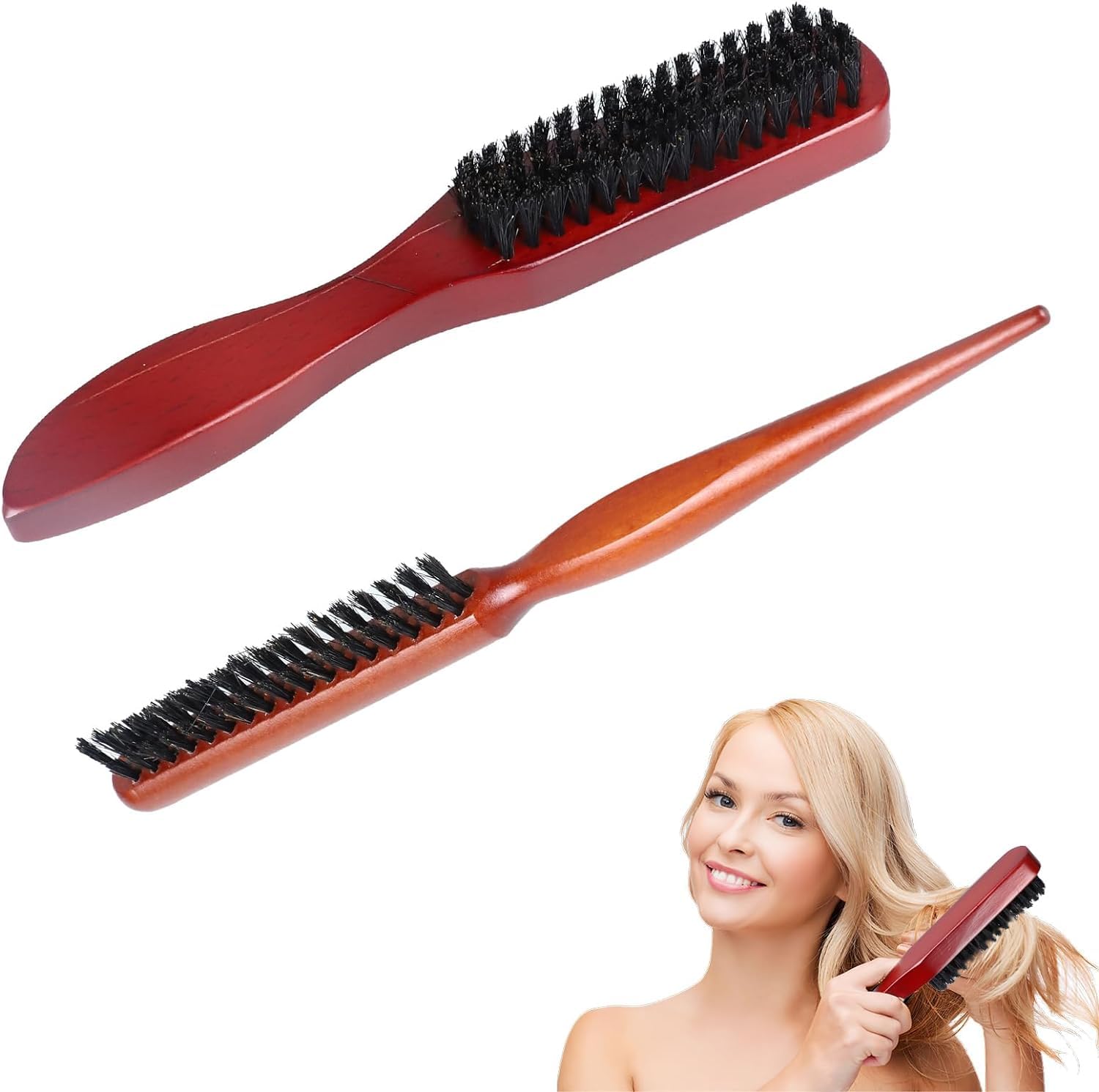 2 Cepillo Cerdas Jabalí, Cepillo de Cerdas de Jabalí Natural, Cepillo para el Pelo, Cepillo para el Cabello de Jabalí, Cepillo Cerdas Naturales para Todo Tipo de Cabello, Cepillo Barba