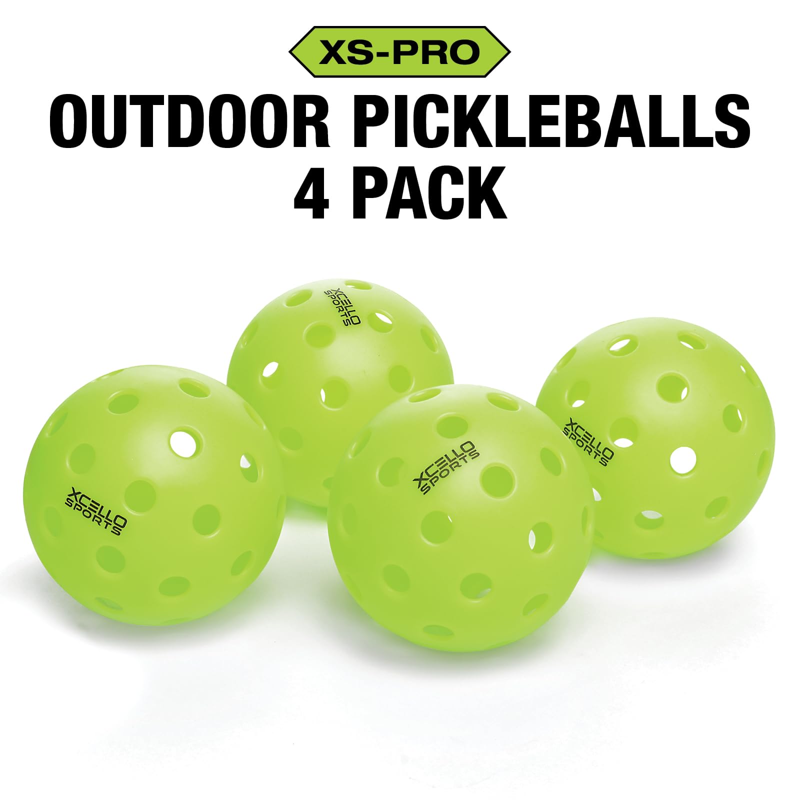 Xcello Sports Pickleball per esterni, confezione da 4, 40 fori, verde neon