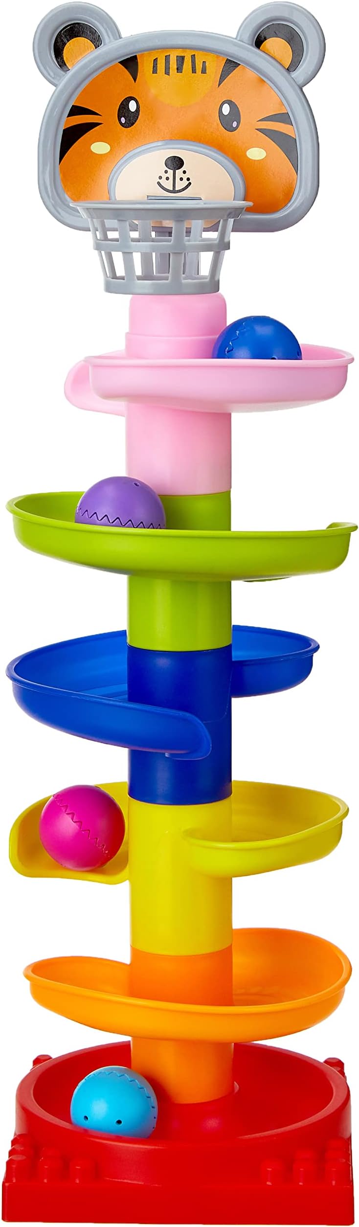 Amazon Brand - Jam & Honey | Rolling and Swirling Ramp Drop Toy for 3-4 Year Kids | 5 Layers. 4 Balls