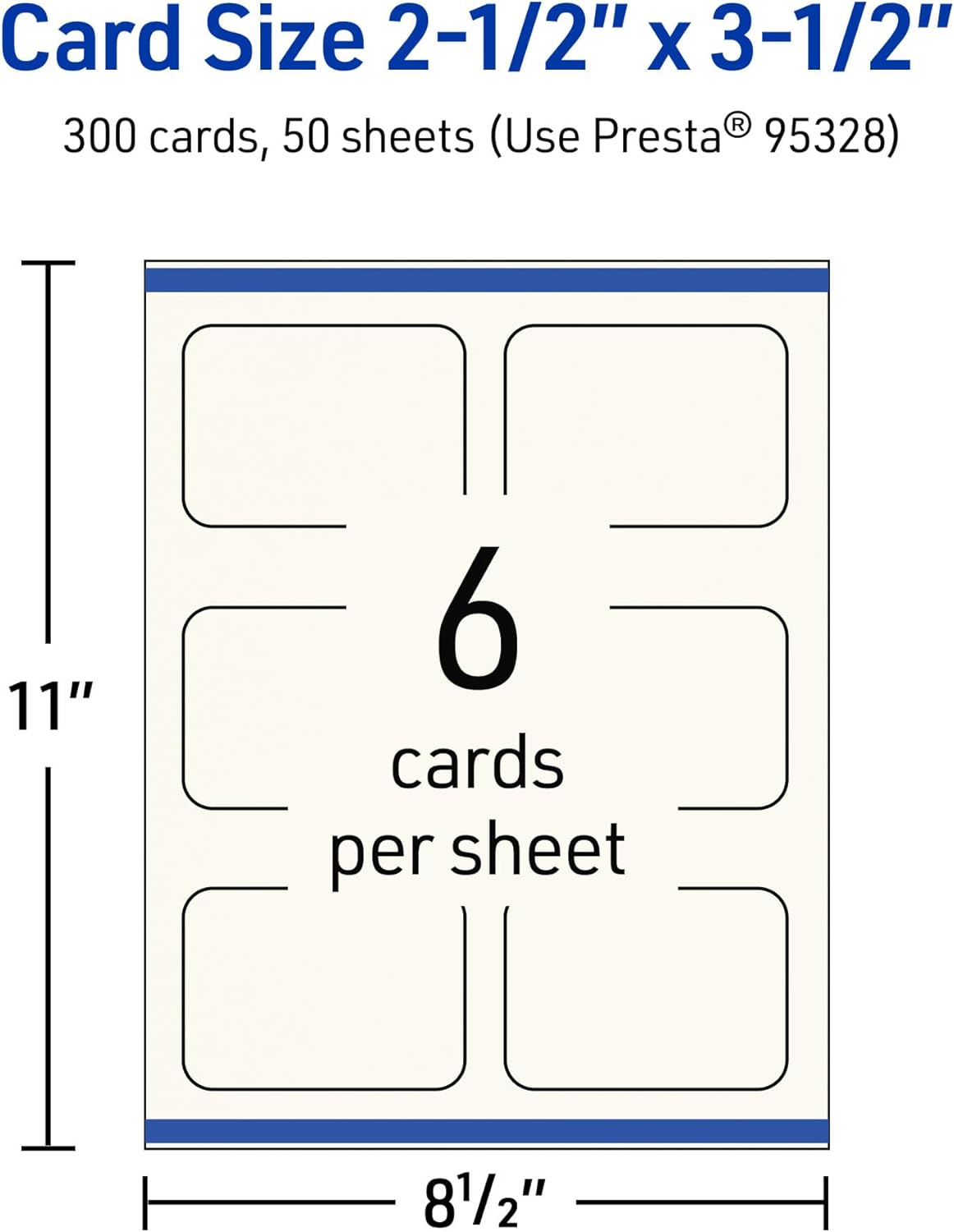 Avery Printable Rectangle Rounded Corner Business Cards, Sure Feed Technology, 2-1/2" x 3-1/2", Matte Ivory Cardstock, Print-To-The-Edge, Laser/Inkjet Printable, 300 Total