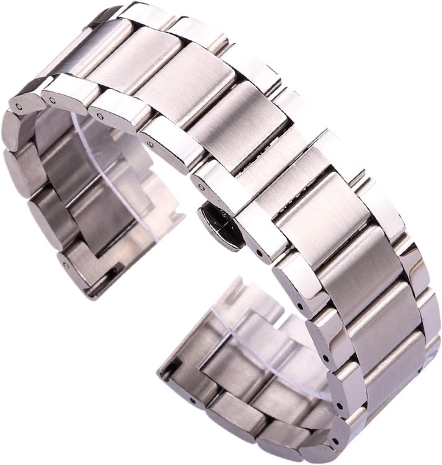 Stainless Steel Watch Bracelet 18 20 21 22 23 24mm Silver Metal Watchbands Fold Deployment Clasp Sweat Resistant