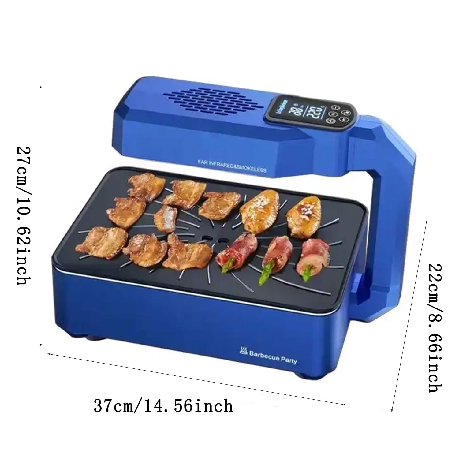 Parrilla sin humo interior, potencia de fuego ajustable de 11 niveles Parrilla de barbacoa coreana portátil, pantalla inteligente LCD, calentamiento rápido, máquina de barbacoa extraíble de 850W
