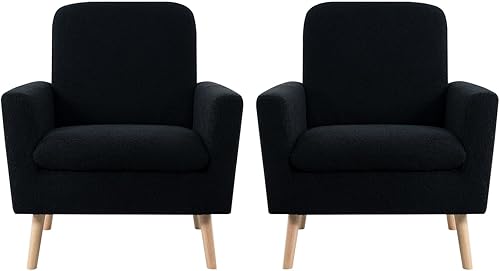 Miniatura 91 de Naomi Home Frida Silla moderna de mediados de siglo, sillas decorativas con marco de madera duradera para sala de estar, silla de lectura con