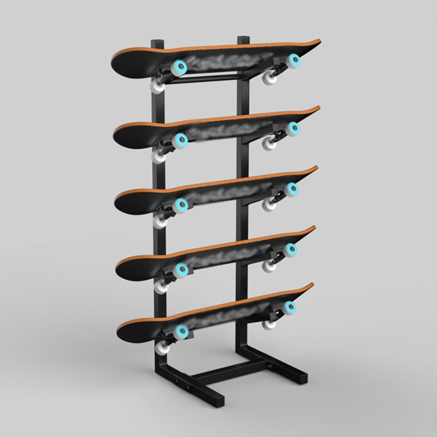 Skateboard Racks Floor Stand, Iron Skate Board Storage Display Rack Booth, Decks Longboards Standard Skateboards Showing Ski Organizer Shelf,Gold-9.8x9.8x26.8IN