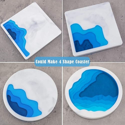 Miniatura 5 de Molde de resina grande con molde de resina con posavasos de océano de ola costera cama de río, pintura del océano, manualidades, moldes epoxi de