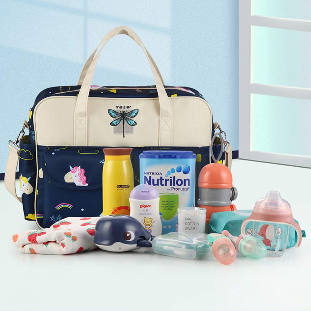Organizador de pañales, bolsa de hombro de gran capacidad, bolso de pañales portátil para bebé, bolsa cruzada para baby shower pack para mamá papá (hoja)