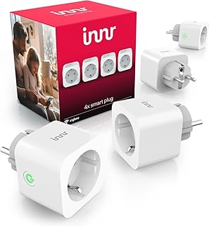Innr Smart Plug, funktioniert mit Hue* und Alexa (Bridge erforderlich), Zigbee Repeater, 16A Steckdose mit Strommessung, 4 Stück