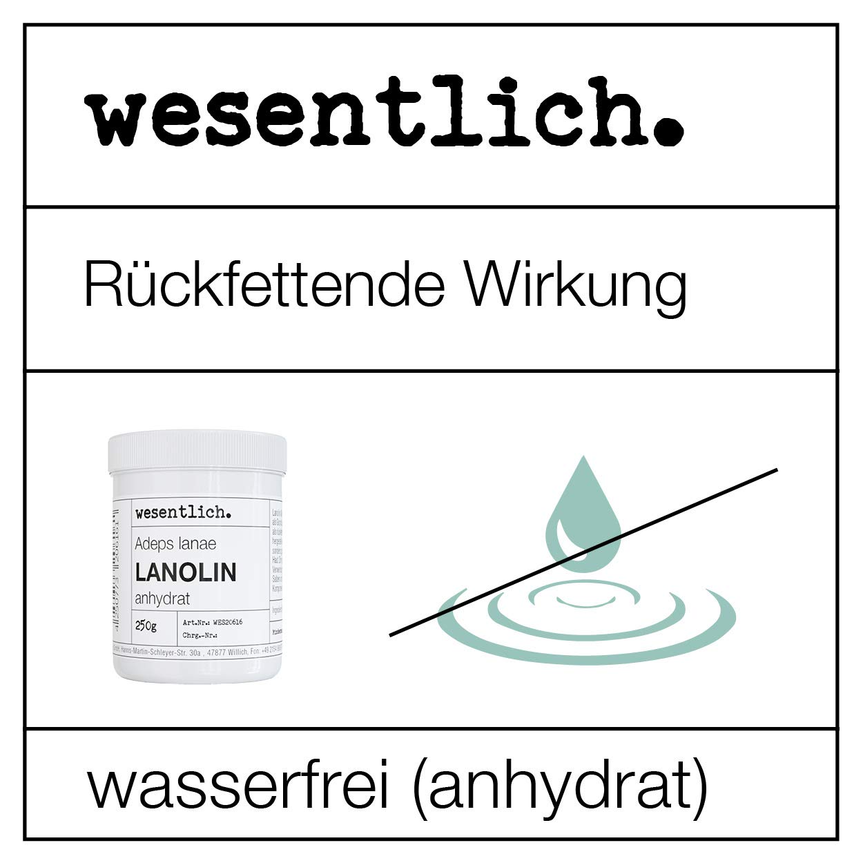 Lanolin Wollfett anhydrat 500g - wasserfrei und kaum Geruch - Wollwachs von wesentlich.