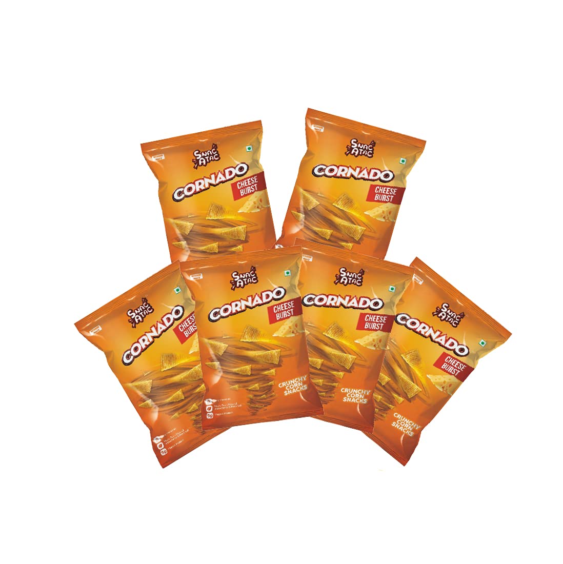 Cornado Cheese Burst Corn Cones Pack of 6 - 360g