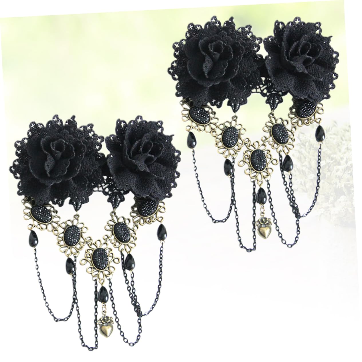 Beaupretty 4 Piezas sombreros de flores negras tiara horquillas negras pasadores de pelo pasador de pelo de flor pasadores góticos las flores sombrerería emitir tarjeta