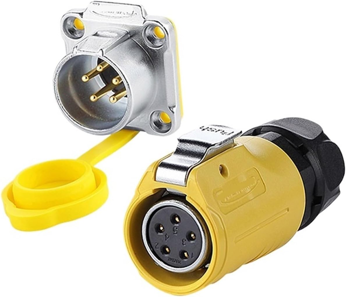 LP-20 female male waterproof aviation socket 5-pin yellow reverse IP68 connector UL(Female plug)