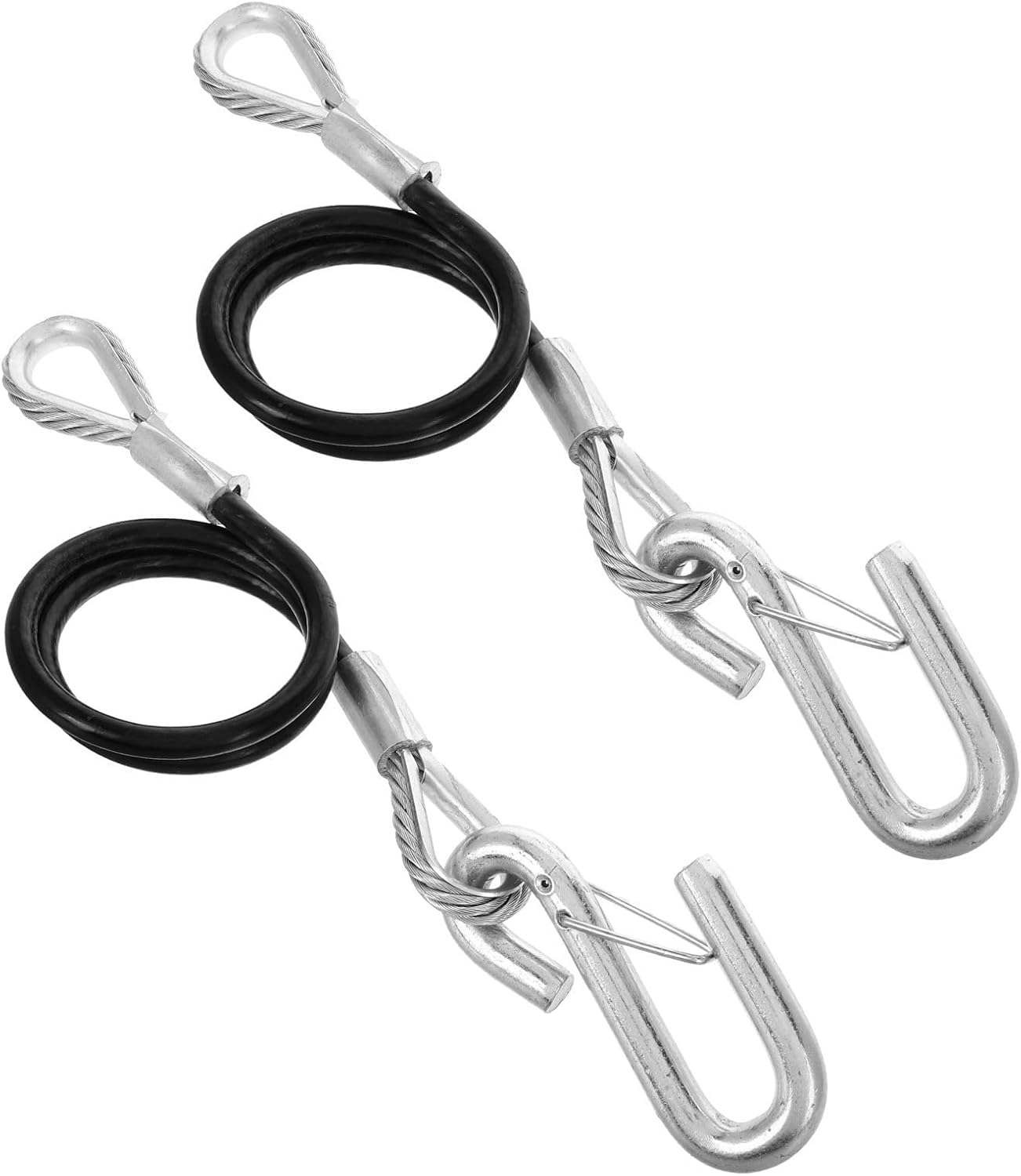 NUOBESTY 2pcs Self-Coiling Trailer Safety Cable with S Shaped Snap Hook, 12