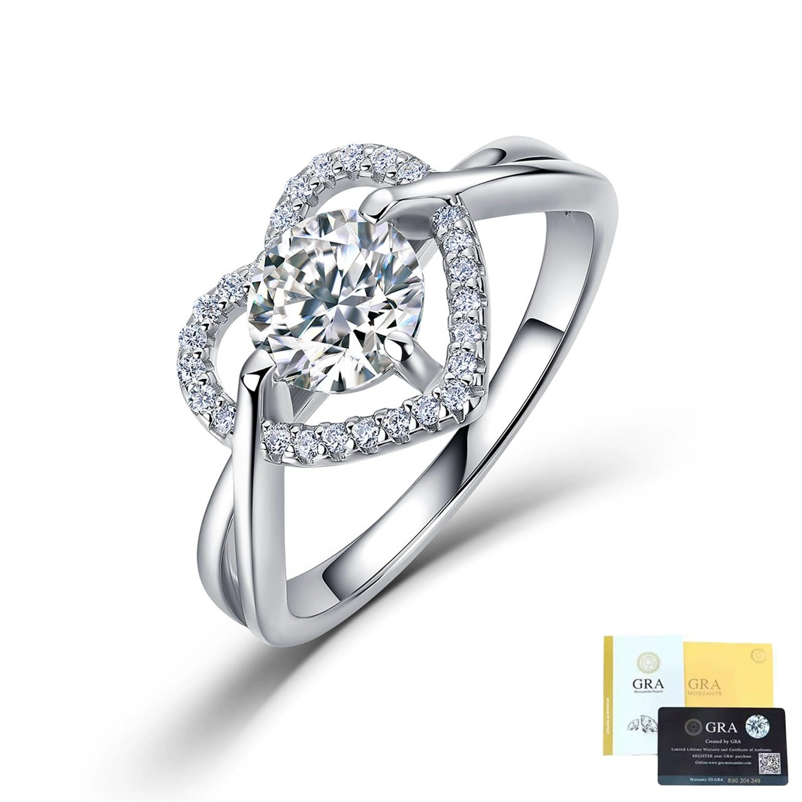 Moissanite srebrny pierścionek dla kobiet serce w kratkę krzyż do układania w stosy obrączka zaręczynowa rocznica S925 pierścionek przyrzeczenia