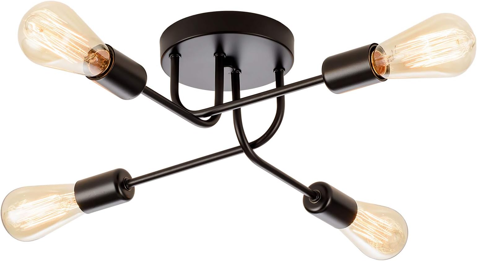 Plfann Industrial Semi Flush Mount Ceiling 4 Light with Adjustable Metal Branched Vintage