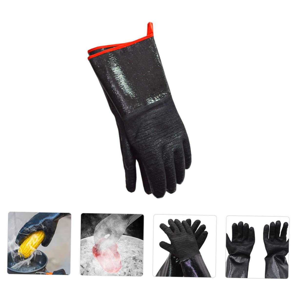 Tofficu Guanti da Forno Resistenti al Calore e Impermeabili in Neoprene Multipurpose e Lavabili in Lavatrice Nero per Cucina e Barbecue All'aperto
