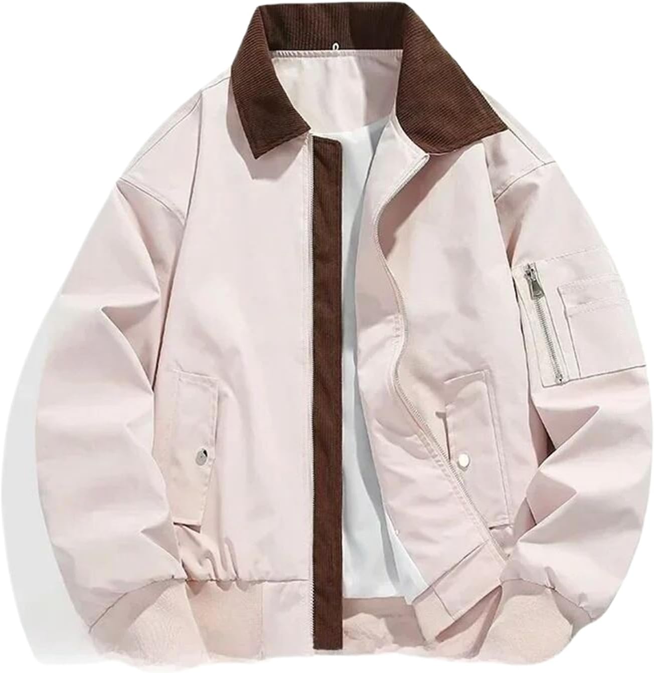 Men's Casual Jacket Spring Autumn Lapel Windproof Outerwear Loose Fit Coat