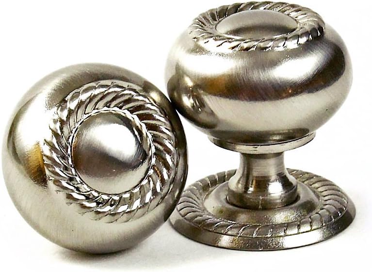 Hardware Direct ST3693 Round Rope Kitchen Bathroom Cabinet Furniture Door Drawer Knob Pull Handle w Backplate Brushed Nickel Silver, Brushed Oil Rubbed Bronze Brown (Single, Brushed Nickel)