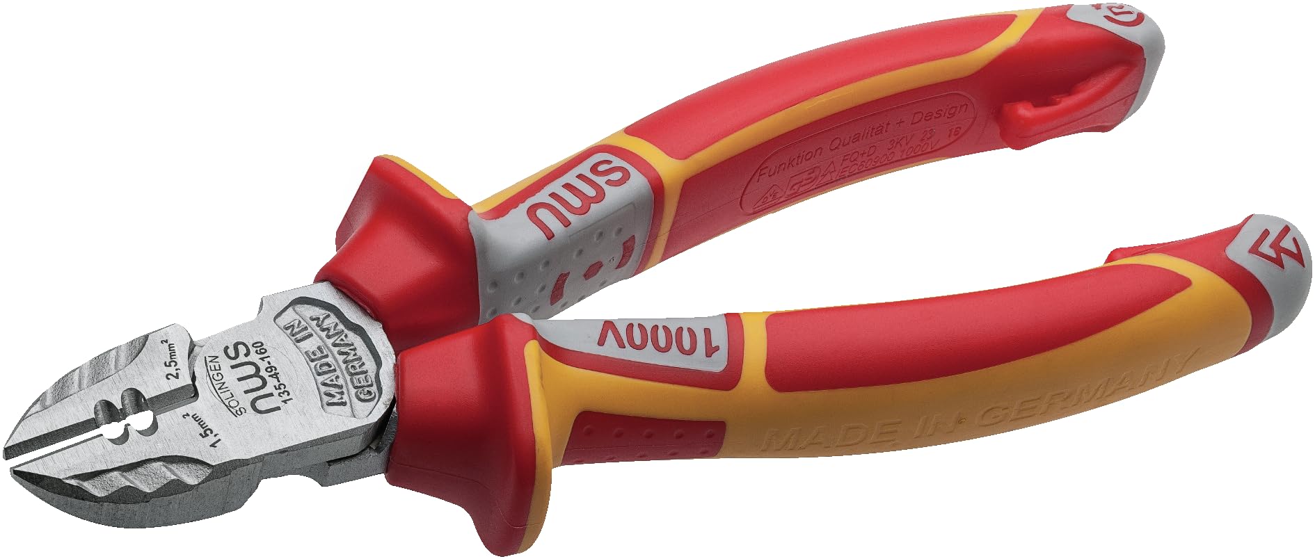 NWS 135-49-VDE-160 Pince coupante latérale d'électricien VDE 160 mm avec fonction dénudage en acier forgé trempé à l'huile