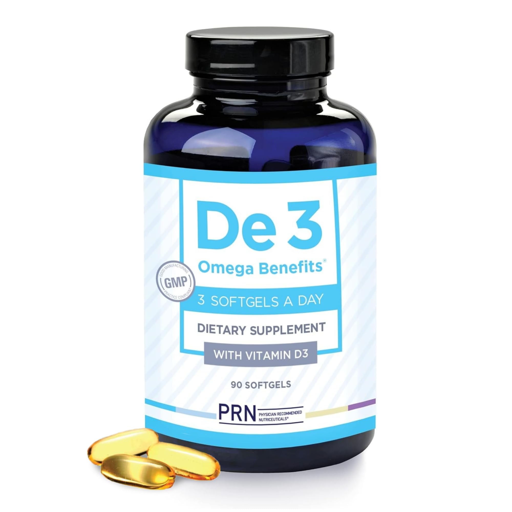 PRN De3 Dry Eye Ultra Pure rTG Omega 3 – Support for Dry Eyes - 2240mg EPA & DHA – New & Improved-Burpless-1 serving, 1-month supply