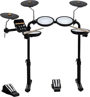 XDrum DD-250 E-Drum Set mit Mesh Heads - Elektronisches Schlagzeug mit 4 Mesh Head Pads, 3 Becken Pads, Kick & Snare Fußcontroller, Rack & Sticks - 12 Presetkits mit 68 Sounds & 10 Playalong Songs