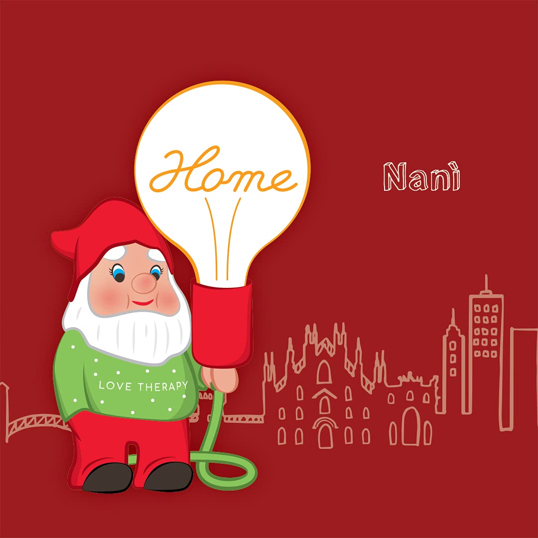 AMARCORDS - Lampada da tavolo nanetto Lovetherapy con lampadina scritta HOME e varialuce. Abat jour dimmerabile con cavo 1,5m e interrutore dimmer