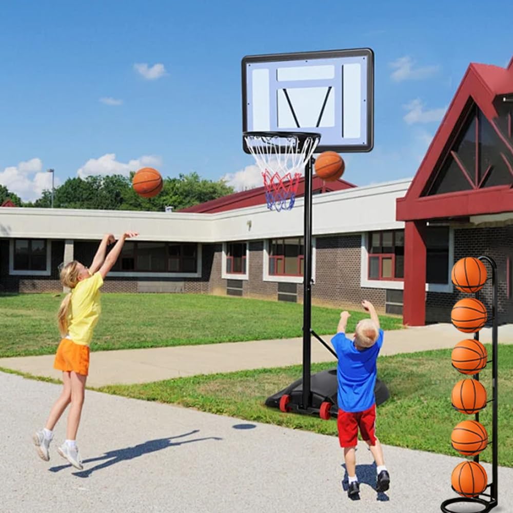 Estante de Almacenamiento de Pelotas, 6 Niveles Soporte de Exhibición Vertical, Soporte para Bolas de Futebol Baloncesto, Negro Soporte Vertical para Pelotas de Futbol Voleibol Deportivas
