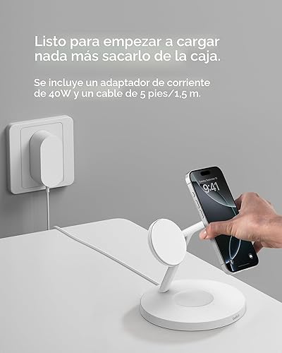 Miniatura 7 de Cargador compatible con Belkin MagSafe, estación de carga inalámbrica 3 en 1, carga inalámbrica certificada Qi2 de 15 W para Apple iPhone serie 17