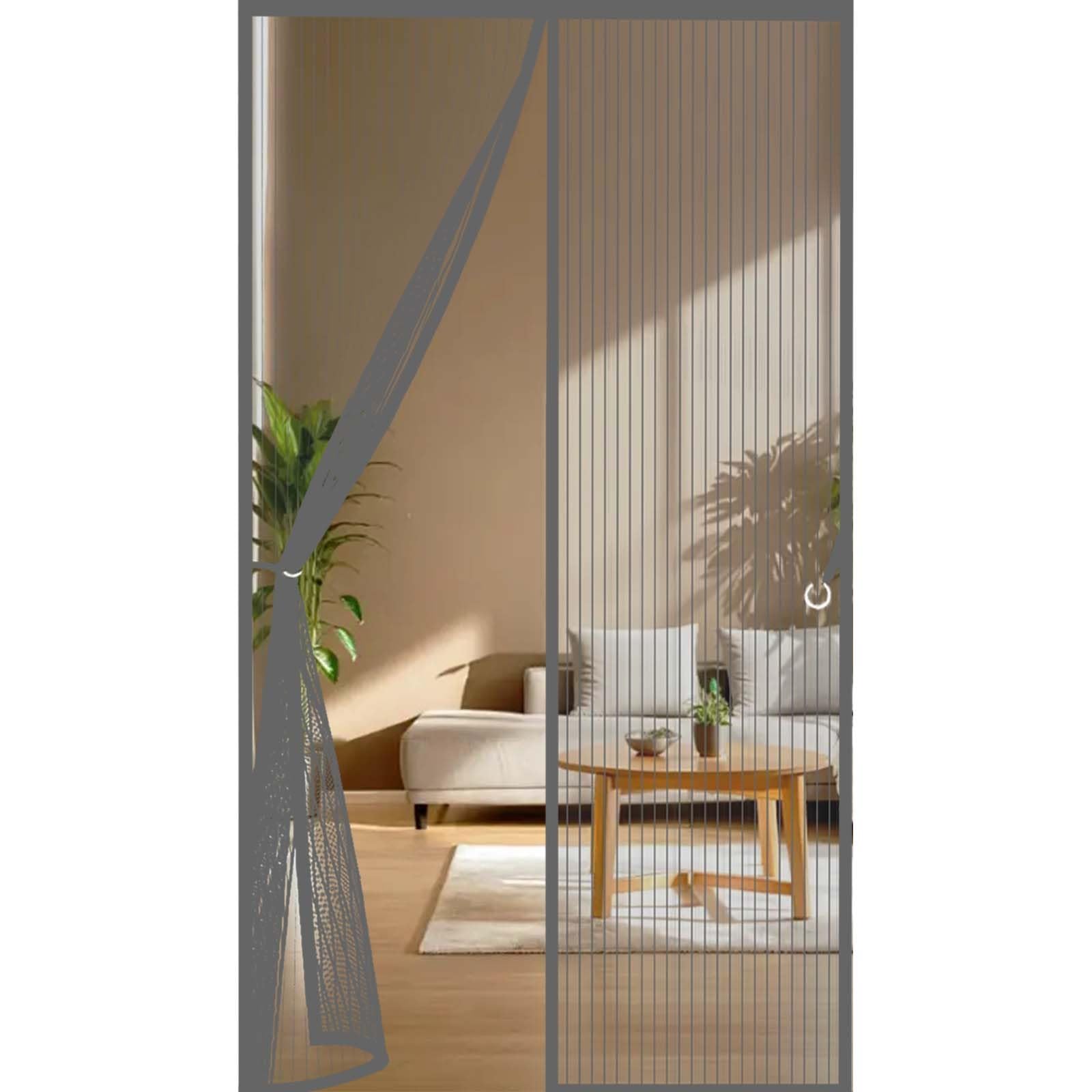 Feijdon Grey Fly Curtains 169 X 240 Cm Durable, Keeps Bugs Out, Kid And Pet Friendly Magnetic Fly Screen Door Curtain Lets Fresh Air In, Hundreds Of Sizes,