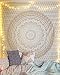 RAJRANG Psychedelic White Gold Twin Cotton Printed Bohemian Mandala Hanging Wall Tapestry Hippie Room Throw College Dorm Decor, 213 x 137 cms