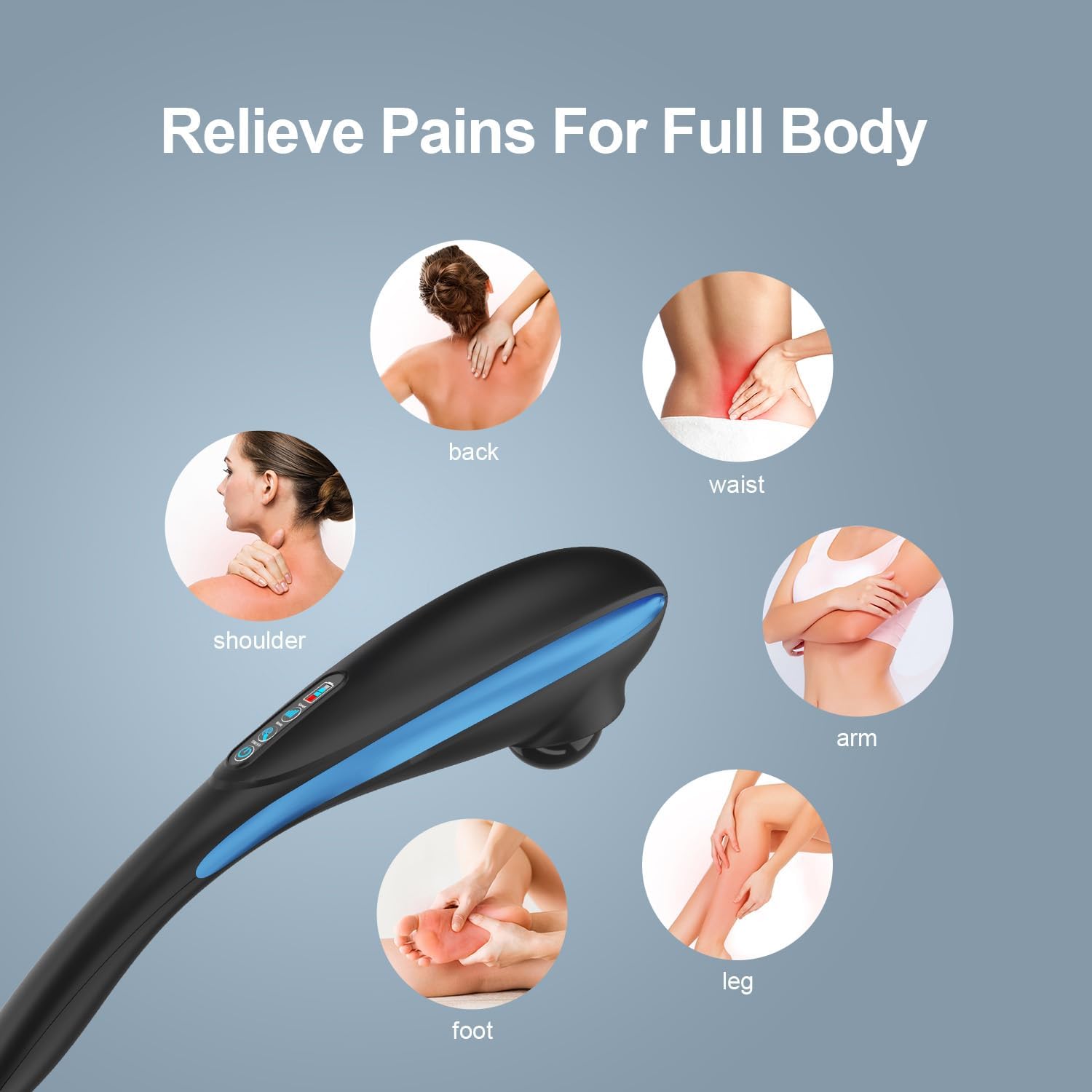 All Body Corded Light Soothing Vibratory Massager with 4 Attachment Heads - Gentle Relief - Massage Tools for Back, Foot, Neck, and Leg Massage - Image 6