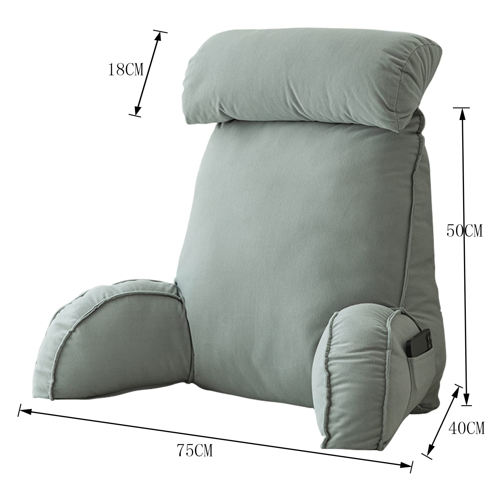 Cuscino lombare da lettura con cuscino rimovibile per il collo cuscino schienale cuscino per letto con braccioli ideale per libri o giochi 75 x 40 x 58 cm (con poggiatesta)