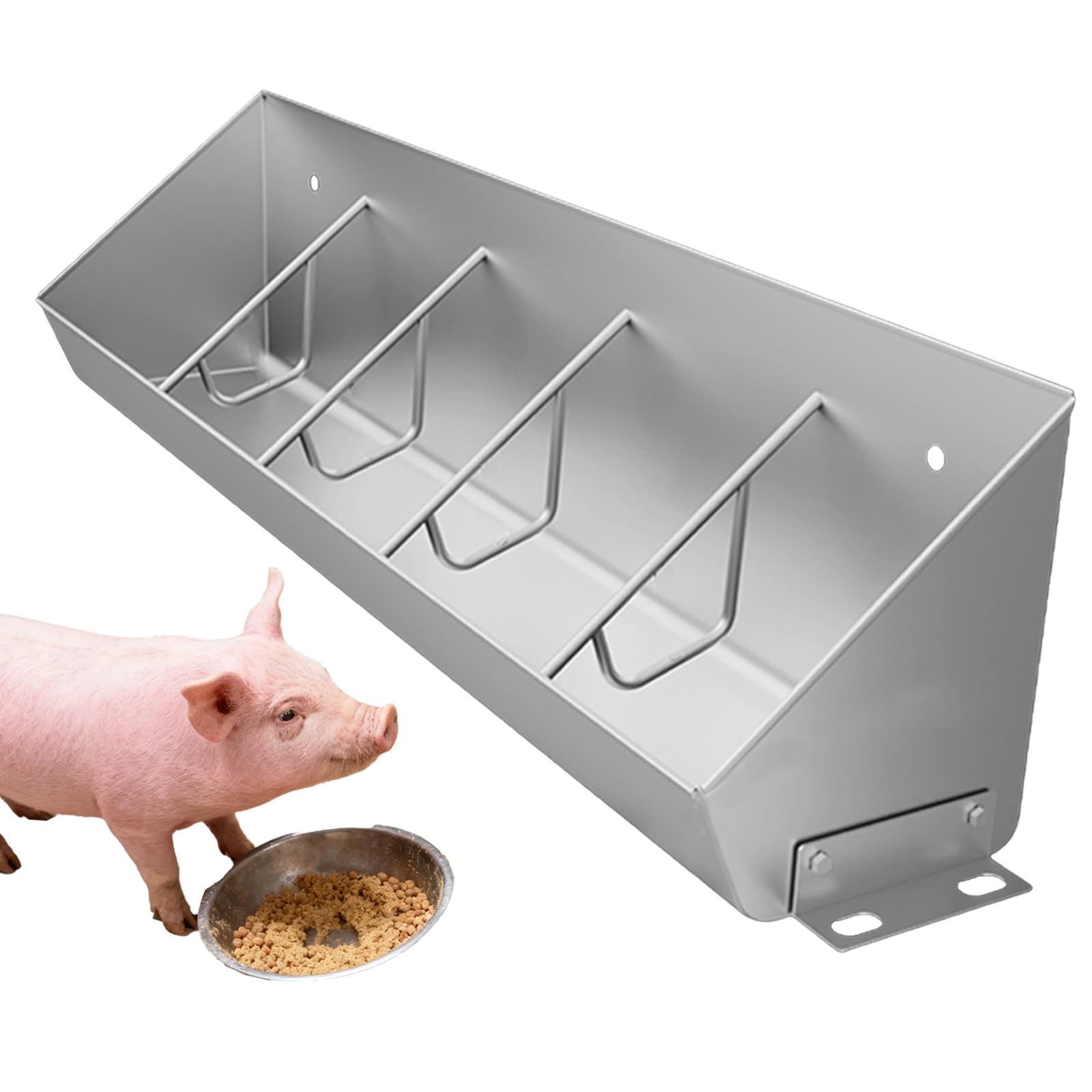 Mangiatoia, mangiatoia per suini in Acciaio Inox da 40-78 Pollici, 2 in 1 per mangime e Acqua per Animali da Fattoria, Facile da Pulire, Design Resistente per suini, pascolo e stalla (1 m/3,