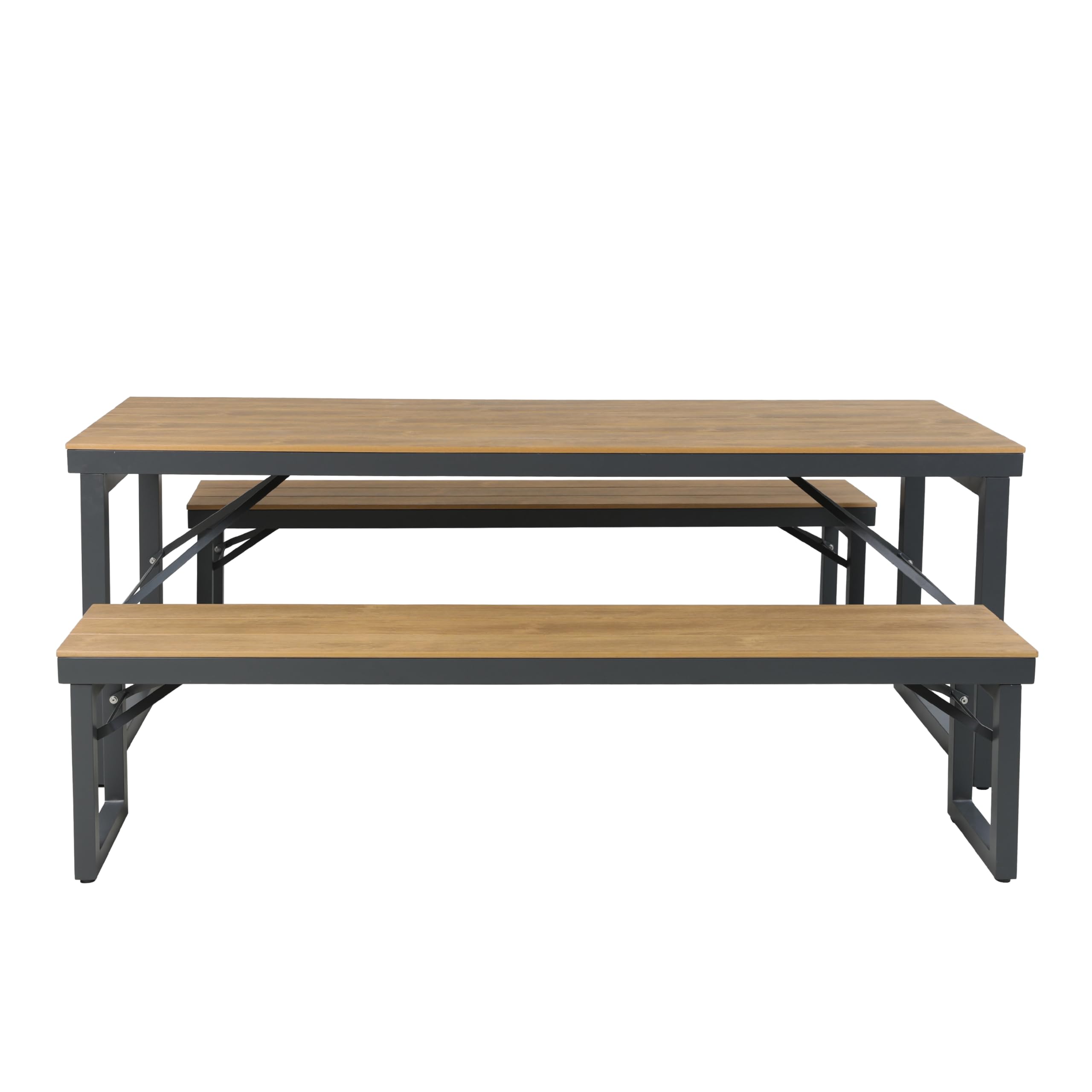 AXI Chianti Salon De Jardin avec Table Et 2 Bancs en Anthracite/Marron pour 6-8 Personnes | Bois avec Banc Aluminium/Polywood