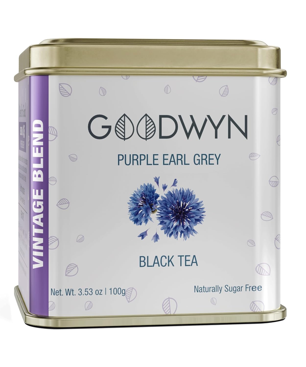 Goodwyn Purple Earl Grey Tea (100g) | Handpicked Speciality Loose Leaf Black Tea with Natural Bergamot Flavour in Reusable Tin Can | Premium Hamper Gift Souvenir