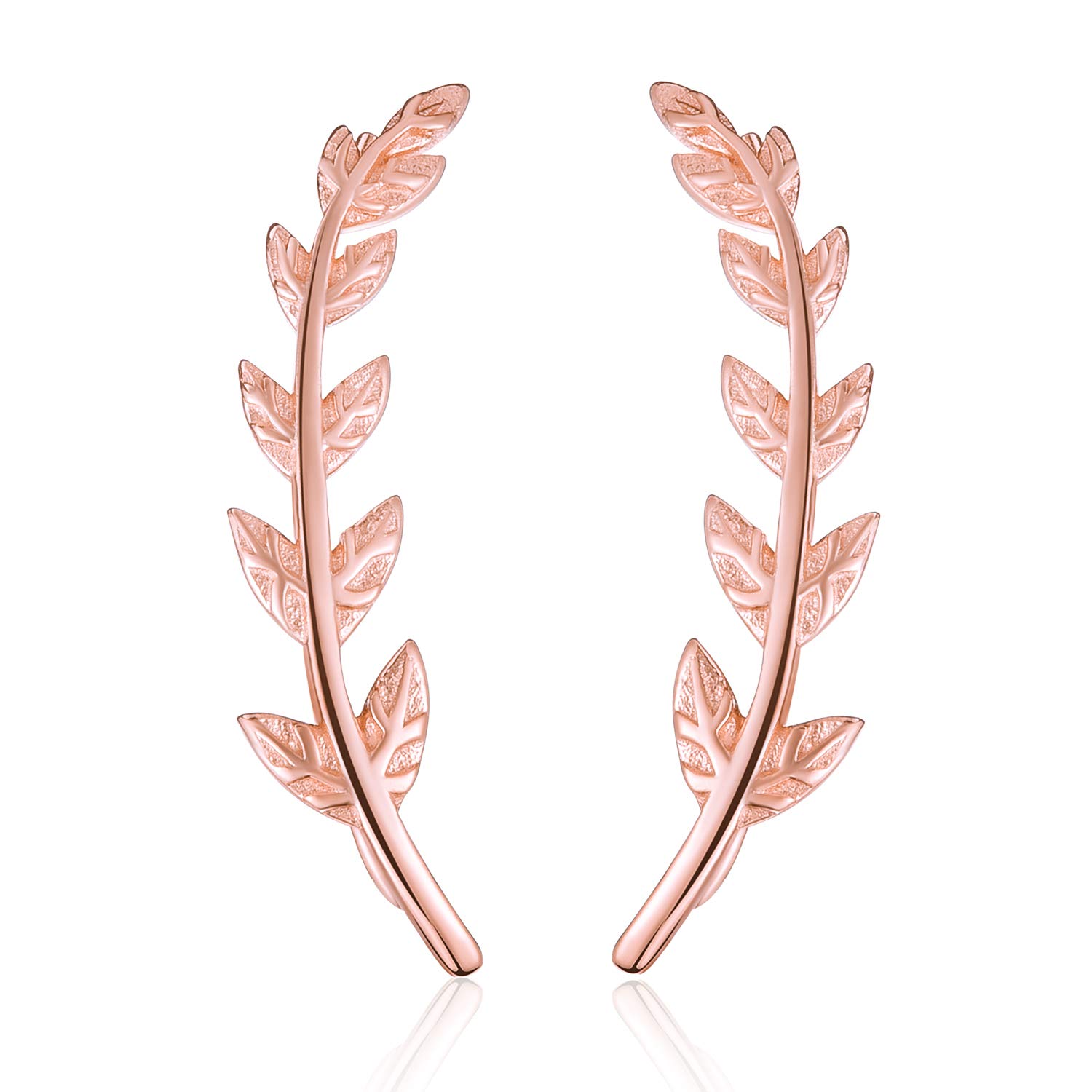 18K Gold Plating 925 Sterling Silver Leaf Stud Earrings Leaves Shape Earrings Hypoallergenic Earrings Jewelry for Women and Girls